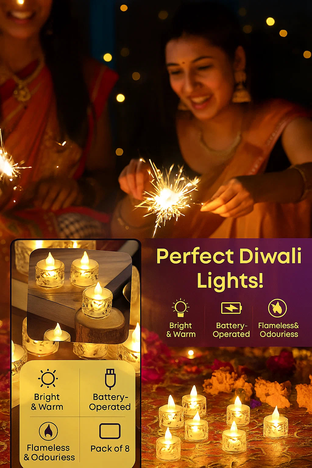 Crystal led light candle 6 pcs only