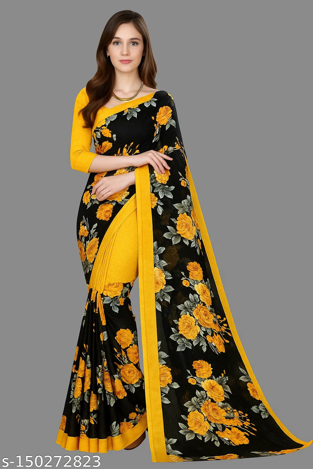 Daily Wear Bollywood Style Floral Printed Saree For Women with Unstitch Blouse Piece