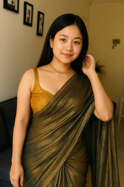 ETHNICS PRESENTING NEW RICH CHFFORN FENDY SOFT FABRIC ALPNG RICH BORDER LOOK SAREE WITH BLOUSE