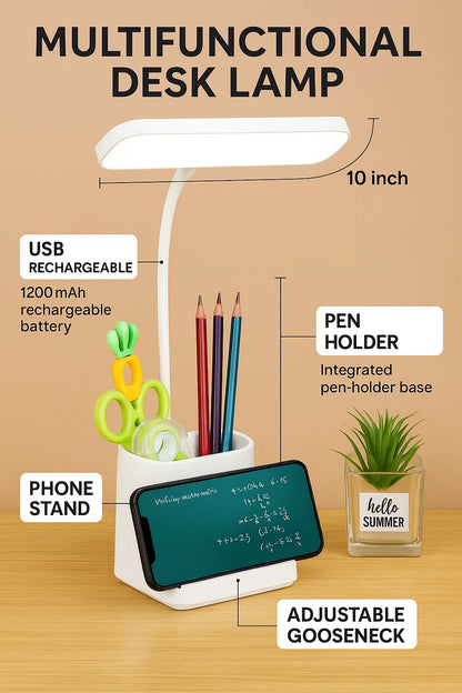 LED Desk Lamp, Touch Control Desk Lamp with 3 Levels Brightness, Dimmable Office Lamp with Adjustable Arm, (Pack of 1)(White)