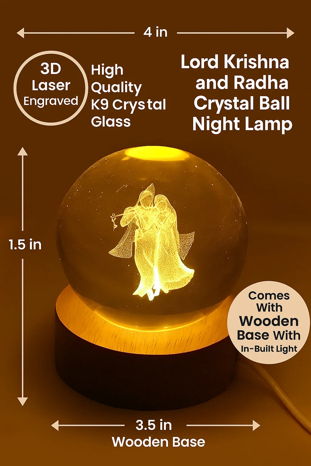 StarLaser Lord Krishna 3D Illusion Color Changing led lamp with Remote Gift for Birthday