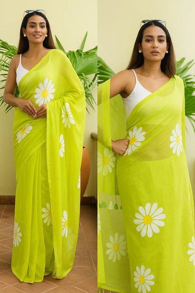 Floral Print Handloom Pure Cotton Saree