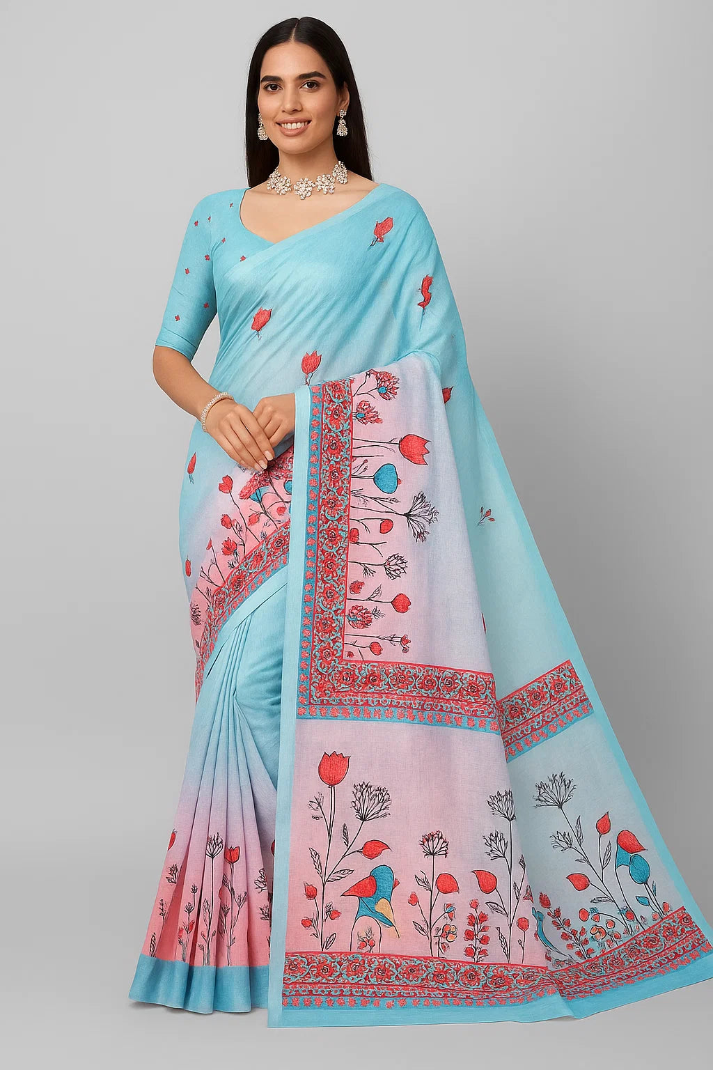 sarees digital print attractive saree with blouse