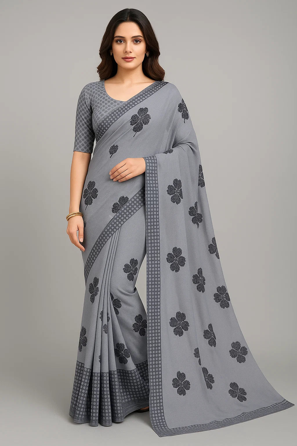 CHIFFON 101 GREY saree
