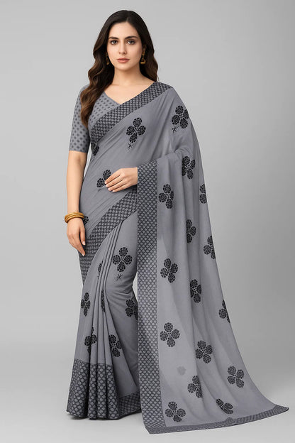 CHIFFON 101 GREY saree