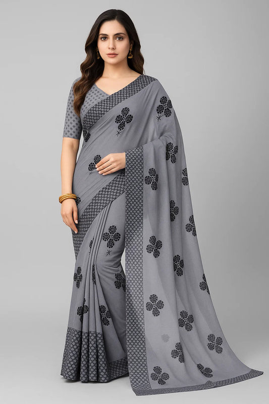 CHIFFON 101 GREY saree