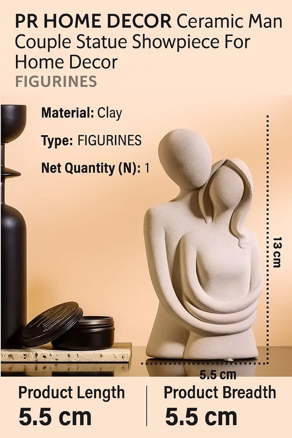 Ceramic Man Couple Statue Showpiece for Home Decor